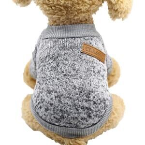 EWRTM Pet Sweater Jacket Winter Woolen Yarn Dog Sweater Cat Jacket Coat Grey L